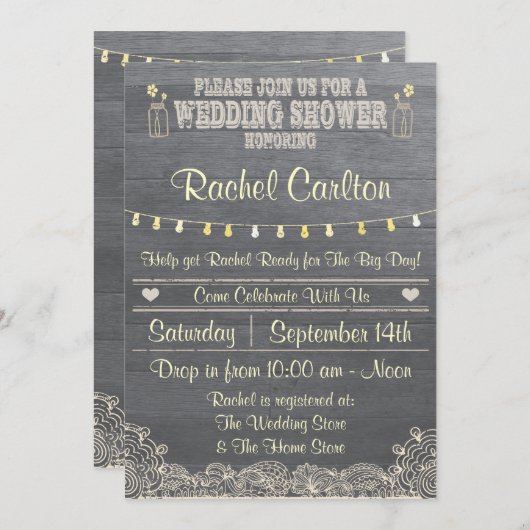 メイ素朴ソンジャーウェディングシャワー招待状 招待状 (正面/裏面)