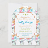 メイ素朴ソンジャーピンクサンゴアクアフローラ卒業 招待状 (正面)