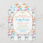 メイ素朴ソンジャーピンクサンゴアクアフローラ卒業 招待状 (正面/裏面)