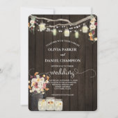 メイ素朴ソン・ジャー・ストリングライトズウォーターカラーフラワーズ 招待状 (正面)