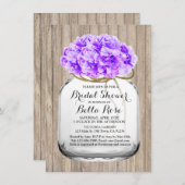 メイ素朴ンのフローラパープルブライダルシャワーhyd3 招待状 (正面/裏面)