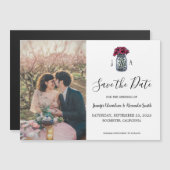 メイ素朴ンのjarモノグラム写真日付を保存 マグネット招待状 (正面/裏面)