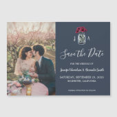 メイ素朴ンのjarモノグラム写真日付を保存 マグネット招待状 (正面)