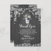 メイ素朴ンジャール紫シルバーグレーフローラ結婚ズ サンキューカード (正面/裏面)