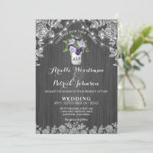 メイ素朴ンジャール紫シルバーグレーフローラ結婚ズ 招待状 (スタンド正面)