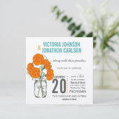 メイ素朴ン・ジャー・ミント、イエローとサンゴのカーネーション 招待状 (スタンド正面)