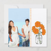 メイ素朴ン・ジャー・ミント、イエローとサンゴのカーネーション 招待状 (裏面)