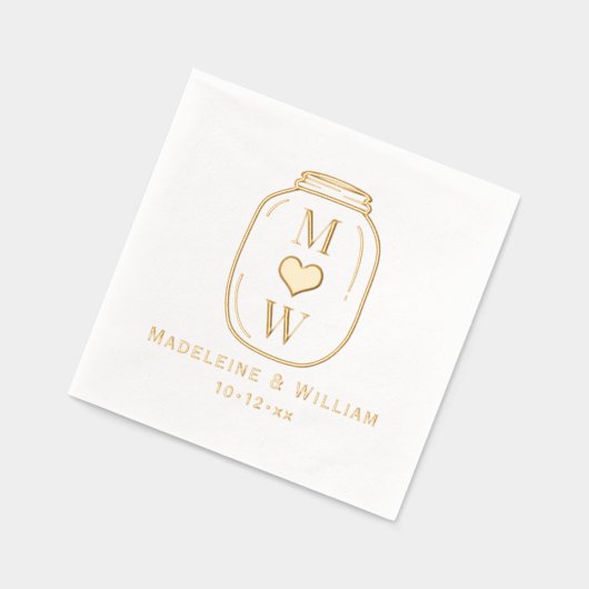 メイ素朴ンJARカップル2イニシャル名日付 箔ナプキン (左)