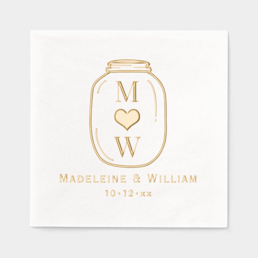 メイ素朴ンJARカップル2イニシャル名日付 箔ナプキン (正面)