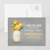 メイ絵を描ンのjarと黄色の花の日付を保存 案内ポストカード (正面/裏面)