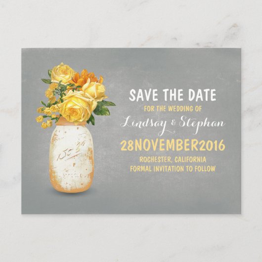 メイ絵を描ンのjarと黄色の花の日付を保存 案内ポストカード (正面)