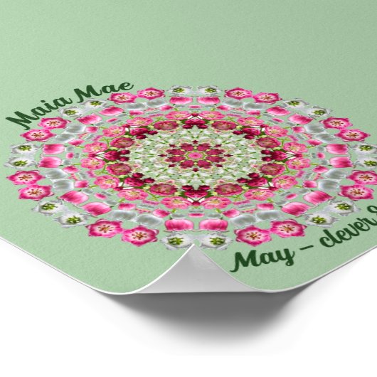 メイ誕生フラワーパーソナライズされた引用文キッズ子供部屋 ポスター (角)