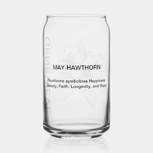 メイ誕生フラワーホーソーンと名前をカスタムする ガラス缶 (裏面)