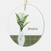 メイ誕生フラワーリリー・オブ・ザ・バレー セラミックオーナメント (左)