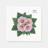 メイ誕生日ホーソーン開花:パーソナライズされたフローラ スタンダードカクテルナプキン (正面)