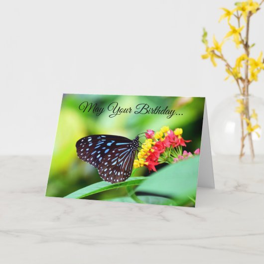 メイ誕生日蝶 カード (黄色い花)