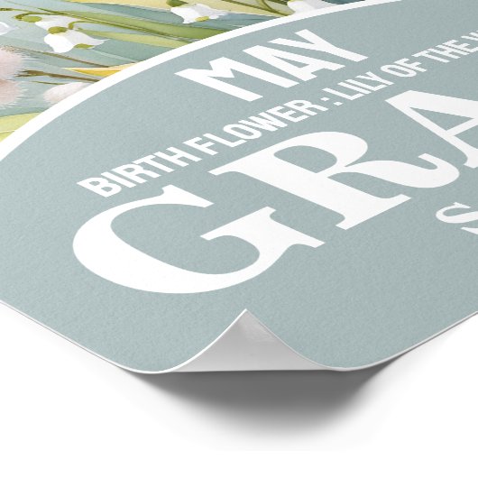 メイ誕生月花クリスチャンウォールアート ポスター (角)