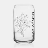 メイ誕生花のユリと名前 ガラス缶 (正面)