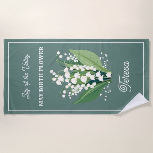 メイ誕生花名前をカスタムするビーチタオル ビーチタオル (正面)