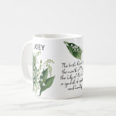 メイ誕生花渓谷のユリ名を追加 コーヒーマグカップ (正面左)
