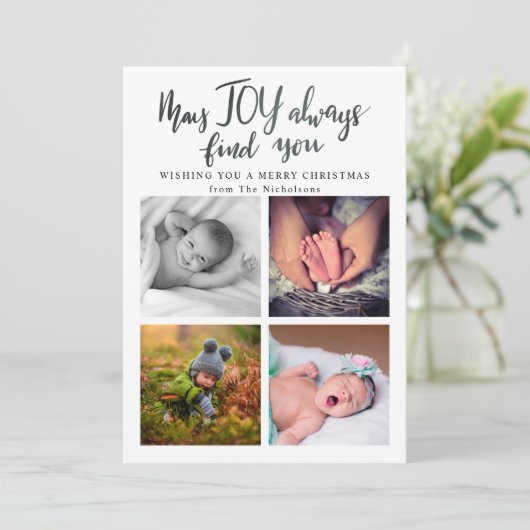 メイ・ジョイ・ウォーリー・ユーマー・タイポグラフィ・クリスマス・フォト シーズンカード (スタンド正面)