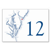 メイ・ニュージャージーの地図エレガントネイビー結婚ズ テーブルナンバー (正面)