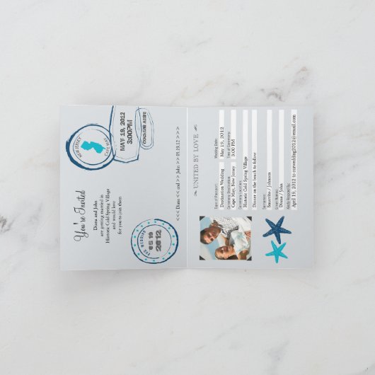 メイ・メイ・ニュージャージー・パスポート結婚式招待状 招待状 (内部)