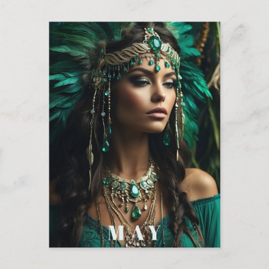 ～メイ Goddess BIRTHDAY エメラルド ボヘミアン AP53 ポストカード (正面)