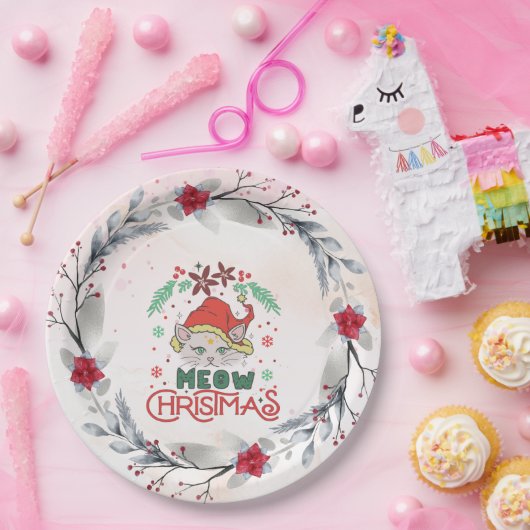 メウクリスマス、メリークリスマス ペーパープレート (パーティー)