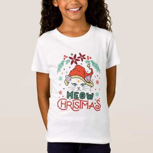 メウクリスマス、メリークリスマス Tシャツ (正面)