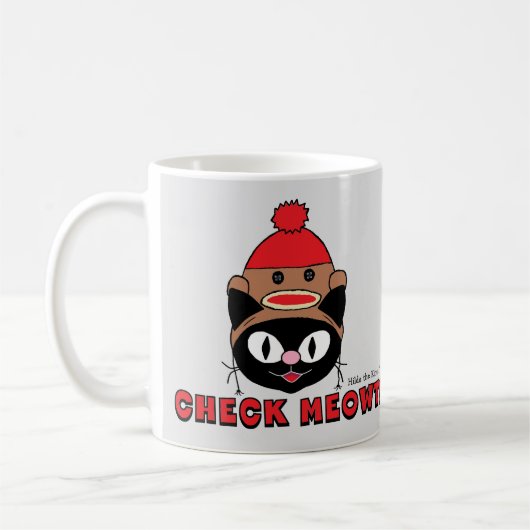 メウトを確認!Sock Monkey Hatの漫画子猫 コーヒーマグカップ (左)