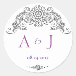 メエレガントンディデザインラウンドステッカー – ブラック ラウンドシール