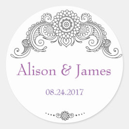 メエレガントンディデザインラウンドステッカー – ブラック ラウンドシール