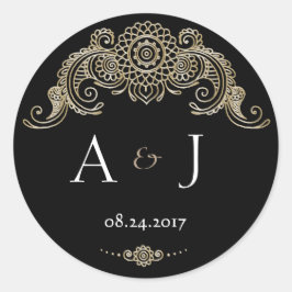 メエレガントンディデザインラウンドステッカー – ブラック ラウンドシール