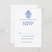 メエレガントンディデザイン結婚式RSVPカード – ネイビー 出欠カード (正面/裏面)