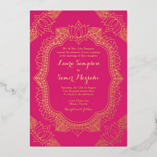 メエレガントンディ実在金ゴールド 箔招待状 (正面)