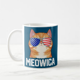 メオおもしろいウィカ米国国旗猫好き コーヒーマグカップ