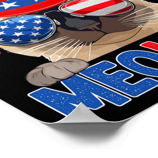 メオおもしろいビカシャム猫好きオーナー米国国旗4日 ポスター (角)