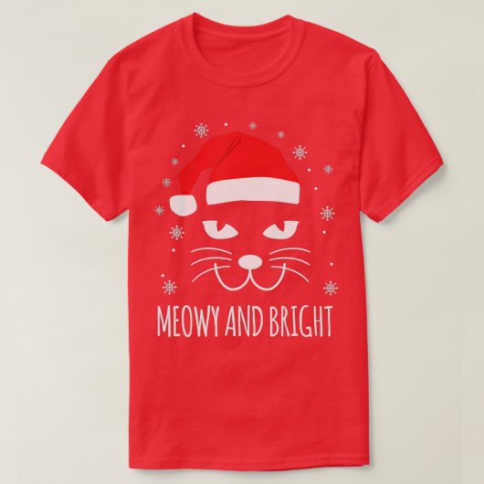 メオイと明るいクリスマス猫メリークリスマス Tシャツ (デザイン正面)