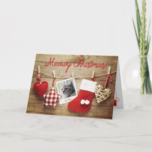 メオイクリスマス！カード |写真にキュートな子猫 シーズンカード (正面)