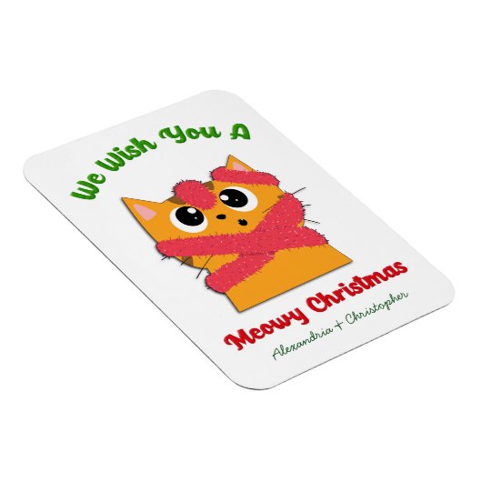 メオイメリークリスマスのペット猫の休日をパーソナライズ マグネット (右側)