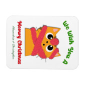 メオイメリークリスマスのペット猫の休日をパーソナライズ マグネット (横)