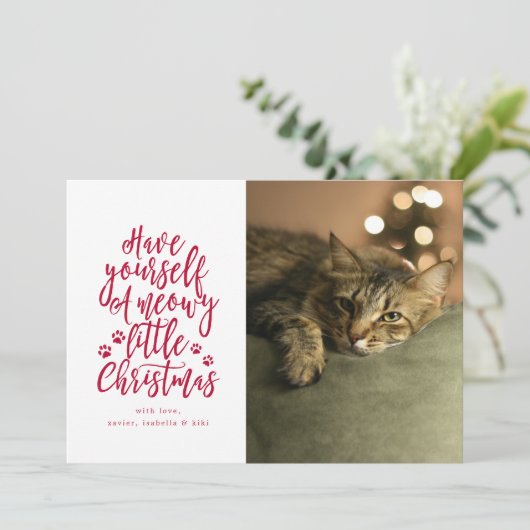 メオイリトルクリスマスホワイトホリデーフォトカード シーズンカード (スタンド正面)