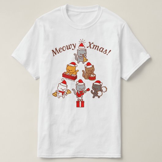 メオイ・クリスマスTシャツキャットキャロラーズバンド Tシャツ (デザイン正面)