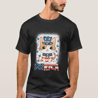 メオウィカ愛国猫 7月4日 メリカ花火 Tシャツ