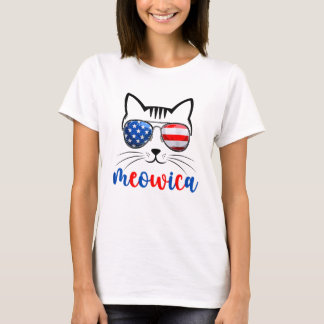 メオウィカ 猫 子猫 アメリカ国旗 サングラス 愛国 Tシャツ