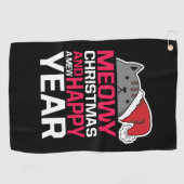 メオウィクリスマスと新年おめでとう ゴルフタオル (横)