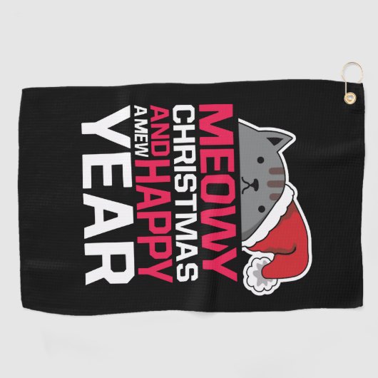 メオウィクリスマスと新年おめでとう ゴルフタオル (横)