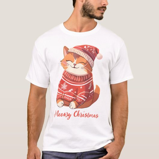 メオウィクリスマスのメンズTシャツにフェスティバル猫 Tシャツ (正面)