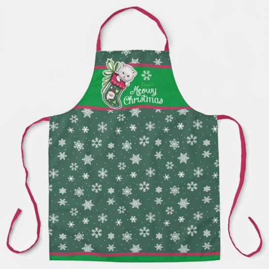 メオウィクリスマスエプロン赤と緑 エプロン (正面)